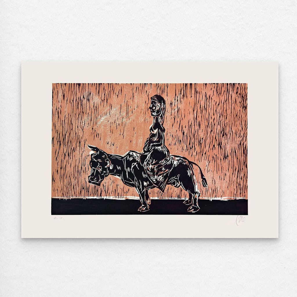 Europa - Holzschnitt rosé - Markus Lüpertz