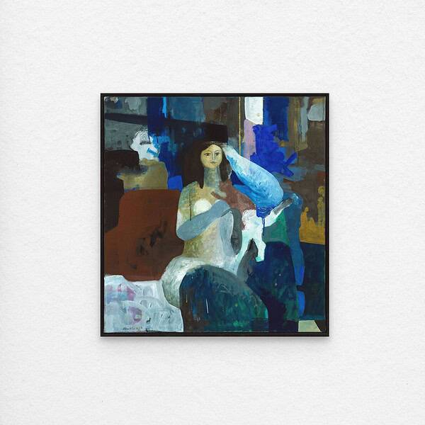 Sitzende (mit junger Katze) - Alex Bär