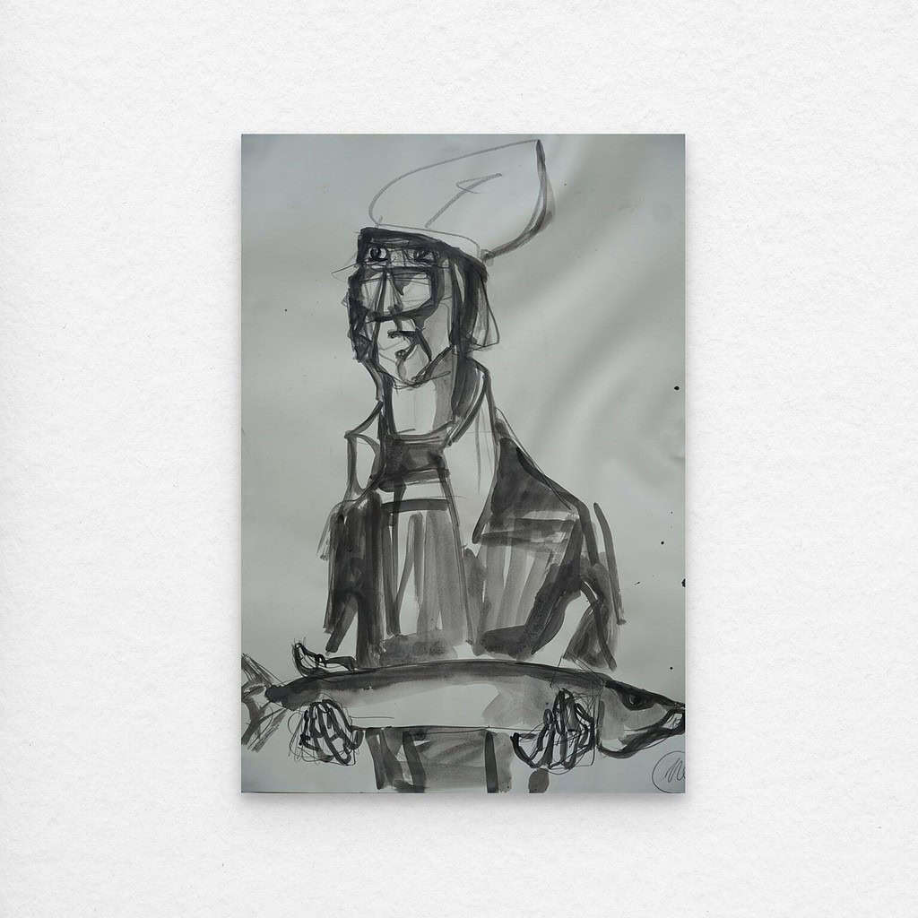 Kirchenfenster Studie - St. Ulrich - Zeichnung - Markus Lüpertz