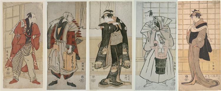 Characters from the Kabuki Play Matsu Ha Misao Onna Kusunoki Niban-me von Sharaku