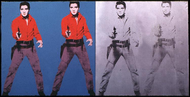 Acryl moderne Kunst Elvis I & II von Andy Warhol