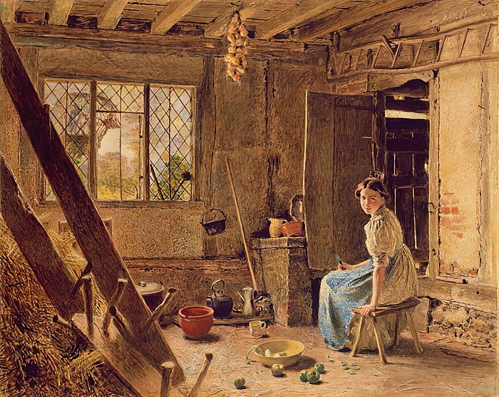 The Maid and the Magpie, A Cottage Interior at Shillington, Bedfordshire von Hunt