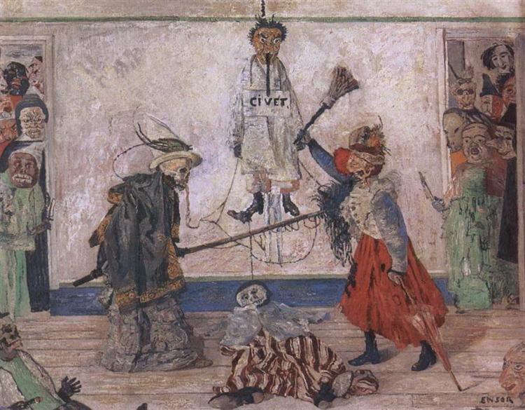 Skeletons Fighting over a Hanged Man von Ensor