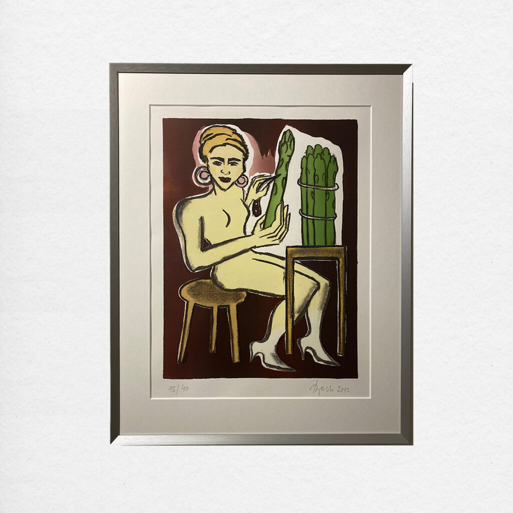 Elvira Bach - Spargelschälerin, Lithografie, 2012